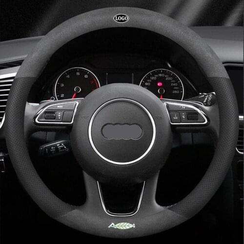 For Audi 3D Laser Printing Logo Cow Leather Car Steering Wheel Cover Fit A1 A3 A4 A5 A6 A7 A8 Q2 Q3 Q5 Q7 Q8 R8 S4 S3 S5 S6 S8