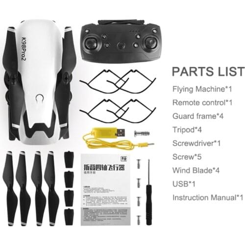 360°K98 Pro2 RC Mini Portable Drone App Controlled Smart Mini Quadcopter with Manual 50 x Zoom 1080P/4K Lens Camera