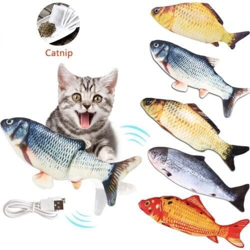 20PC Electric Cat Toy 3D Fish USB Charging Simulation Fish Toy Pet Interactive Cat Toys for Kitten Chew Catnip Toy Cats Supplies
