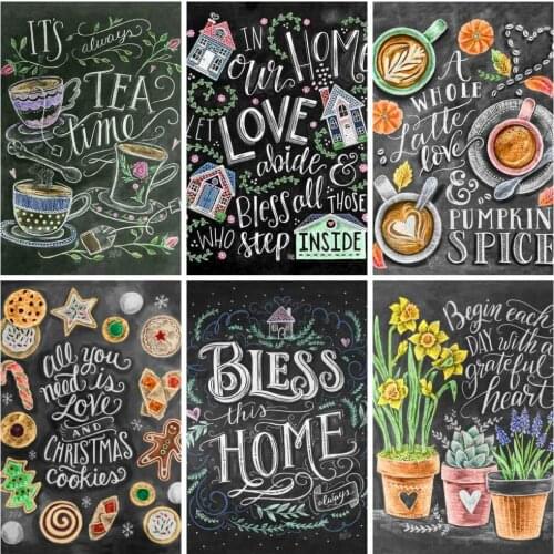 HUACAN 5D Diamond Painting Text Cartoon Home Decoration Full Drill Square Embroidery Picture Handcraft Art Kits