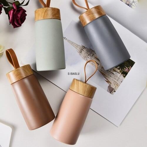 Nordic Style Insulated Coffee Cup 304 Stainless Steel Wood Grain Mug Thermos Portable Travel Water Bottle Tea Mug Thermocup