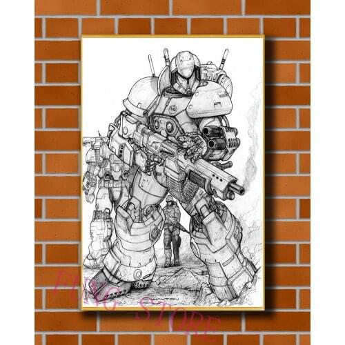 K068 Science Fiction Mech Warrior Robot Monster Originality Custom Silk Poster Home Deco Wall Art Christmas Gift