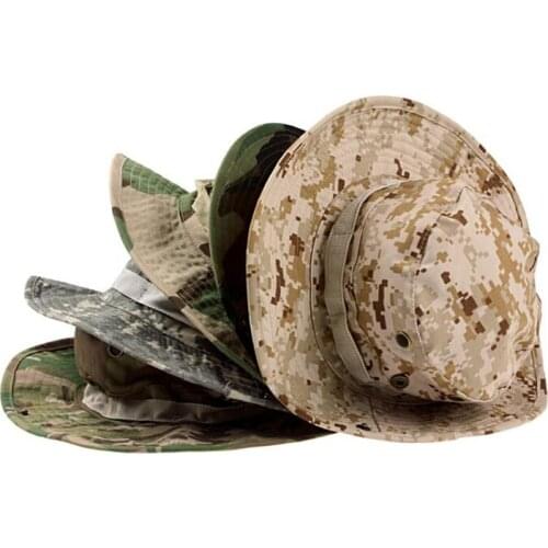 Mens Camouflage Tactical Cap Military Boonie Hat US Army Caps Camo Outdoor Sports Sun Bucket Cap Fishing Hiking Hunting Hats