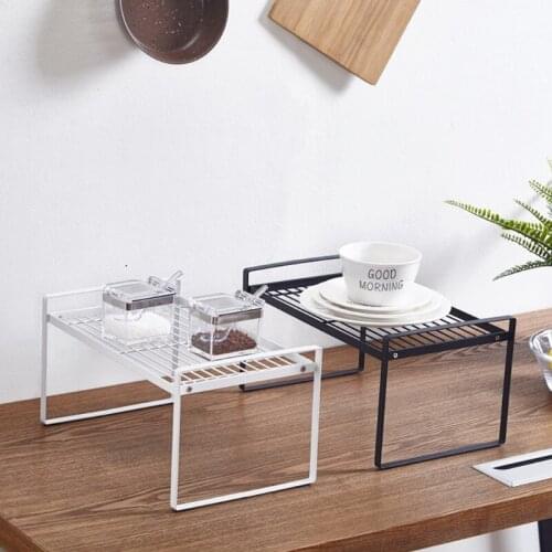 Kitchen Shelf Organizer Stand Iron Handle Spice Rack Desktop Cups Saucers Holder Support