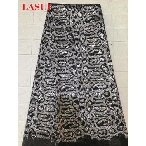 LASUI 1yard /lot 8colours African LACE fabric Sequins LACE Fabric wide150cm women dress decoration clothes accessoryQ072