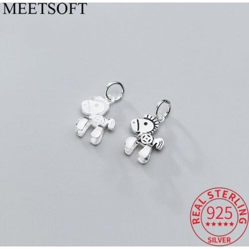 MEETSOFT 925 Silver Vintage Horse Charm Thai Silver Animal DIY Necklace Accessory Handmade Bracelet Jewelry Making Finding
