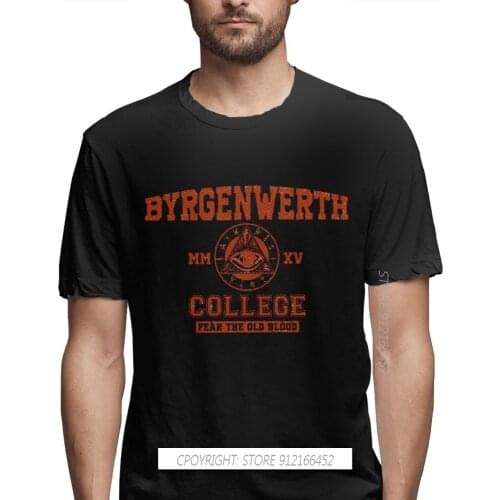 Fashion Byrgenwerth College Shirt Design Halloween Adventure Games Bloodborne TShirt Cotton Camiseta Men T-Shirts For Adult