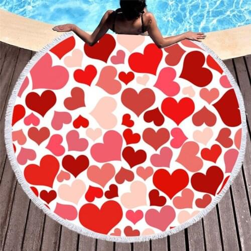 Fashion European and American Printing Round Microfiber Beach Towel Round Outdoor Lace Beach Towel Victoria Secret Pink