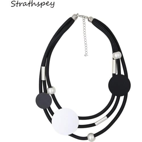 Fashion Women Gold/Silver Black necklaces Rubber necklace Bohemian Layered Big Chunky Jewelry Collares Grandes Ketting Collane