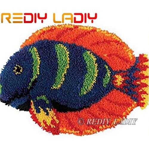 Latch Hook Rug Kits Cartoon Fish Crocheting Carpet Rug 100% Acrylic Yarn Cushion Mat Crochet Carpet New Year Decor Art & Crafts