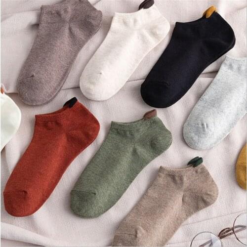 New Spring Mens Socks Harajuku Ins Tide Pure Color Japanese Socks Low Cut Shallow Mouth Invisible Socks Cotton Socks Thin Socks