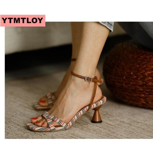 2020 new womens sandals flat style buckle high heels color womens sexy high heels thick heel summer sandals pumps