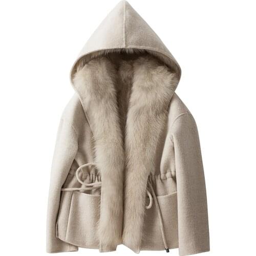 2020 winter new double-sided cashmere coat female fox Parker hooded short fur coat