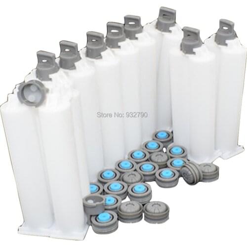 10pcs 1:1 50ml Epoxy Resin Cartridge Dispenser Dispensing Gun Epoxy Glue Resins AB Glue Acrylic Adhesive Cartridges Tube Mixer