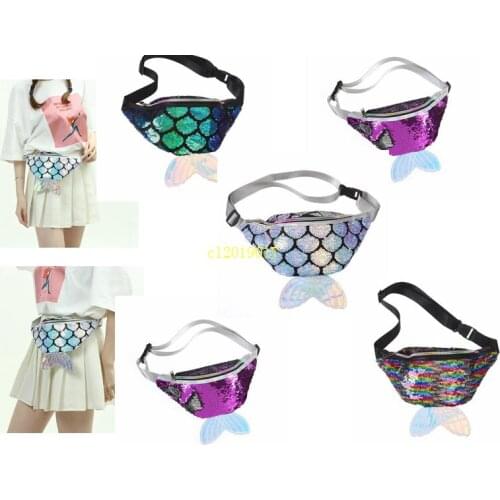 100pcs 5styles Mermaid tail waist bag fish tail shaped belt waist pack glitter beach fashion kids lady pack coin phone pouch