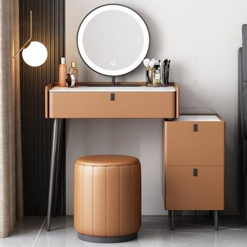 Nordic Rock Dressers Bedroom Furniture Dressing Table Storage Cabinet One Minimalist Modern LED Light Mirror Bedroom Dresser
