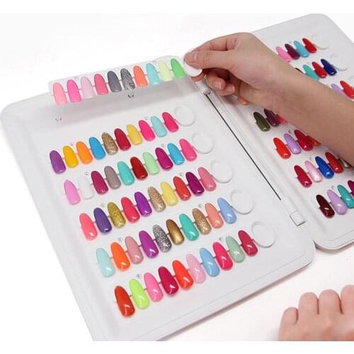 120Grids Fold Nail Tip Color Display Book Nail Polish Color Template Display Board Color Card Manicure Tool for Nail Art Display