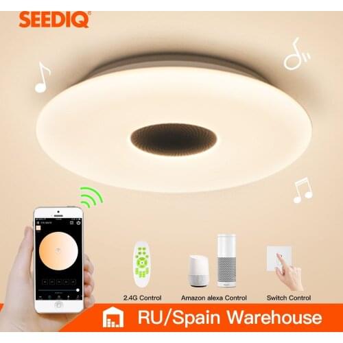 Modern LED Smart speaker Dimmable Ceiling light Remote APP WIFI Bluetooth speaker Living room Dinning room Kitchen Ceiling Lamp