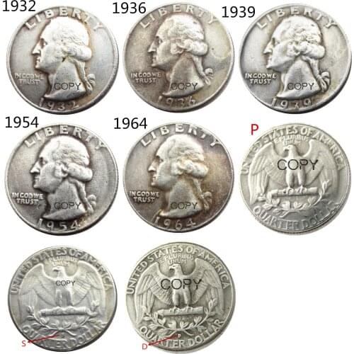 U.S. Coins A Set Of(1932-1964)-PSD 14PCS Washington Quarter Dollar Copy Decorate Coin