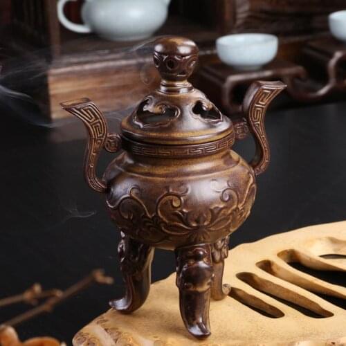 Three foot high tripod furnace Variable glaze tea incense burner Handmade ceramic aroma stove Tea pottery teachers bag mail