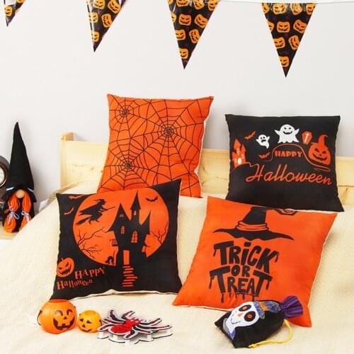 Halloween Decoration For Party Home Cartoon Pumpkin Bat Ghost Pillowcase Horror Halloween Supplies Accessories Haloween Decor