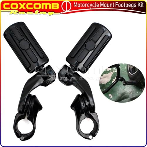 Universal Short Angled Motorcycle 1-1/4" Highway Engine Guard Bar Foot Peg Footrests For Suzuki M109R Honda VTX1300 VTX1800
