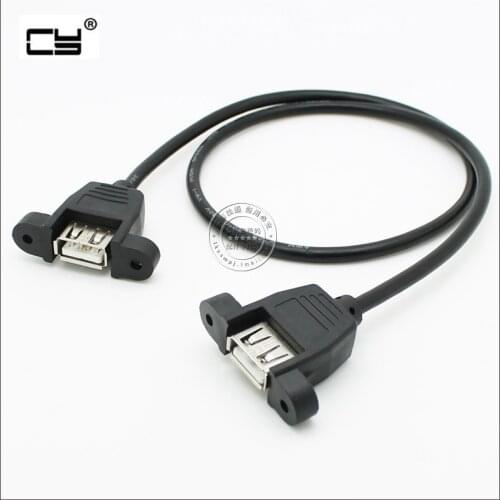 USB2.0 A Female Connector to Female Extension Cable with Panel Mount Holes 50cm