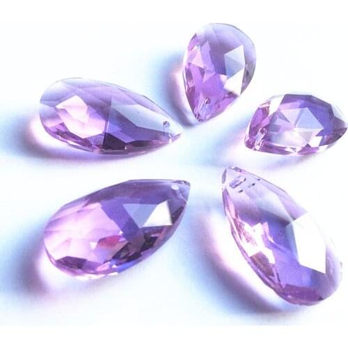 High Quality 200pcs/lot 38*22mm Lilac Crystal Faceted Pear Chandelier Pendants (Free Rings) Crystal Hanging Angel Tear Drops