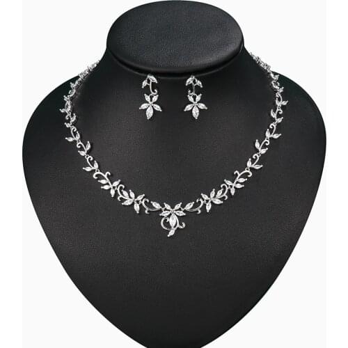 WEIMANJINGDIAN New Arrival High Quality Brilliant Cubic Zirconia Vine Necklace and Earring Bridal Jewelry Set