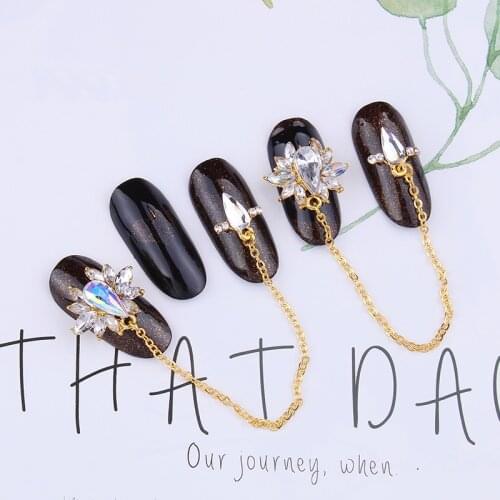 5pcs/lot Japanese Metal Gold Chain Luxury Crystal Rhinestone Pendants Jewellery DIY 3D Art Rhinestones Nail Crystal STONES JE314