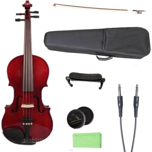 Yinfente 4/4 electric Violin Acoustic Maple Spruce wood Sweet Sound Case Bow Brown red black blue