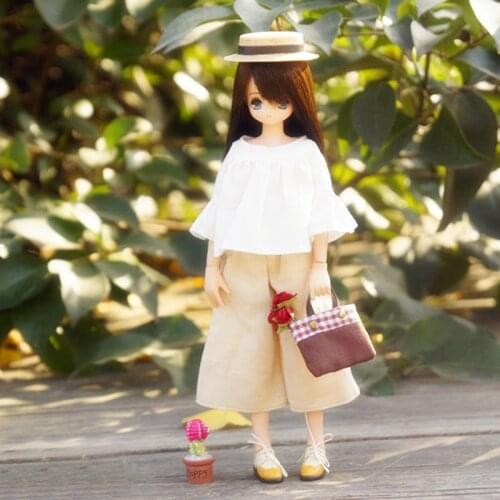 1 Set 1/6 Dolls Mori Style Shirt Tops & Wide Leg Pants for Blyth, Azone, Licca Doll Clothes Accessories