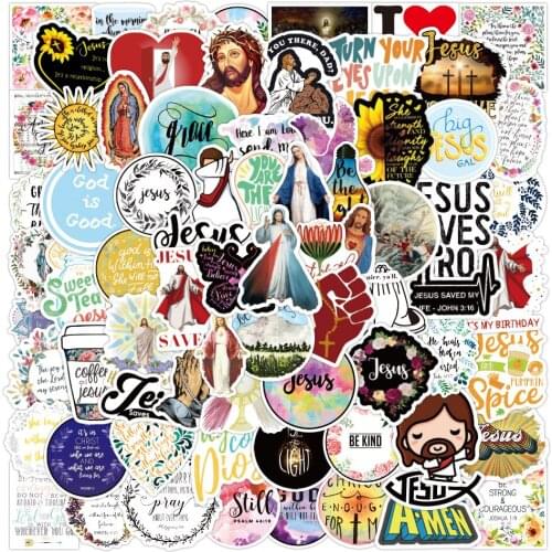 10/30/50/100PCS Jesus Christians Religion Sayings Cartoon Stickers Motorcycle Luggage Guitar Skateboard Toy Cool Sticker for Kid
