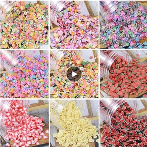 1000pcs/bag Fruit Slice Nail Decorations Polymer Clay Fruit Slices 5mm Diameter DIY Nail Art Sticker Soft Clay Rhinestones Tools