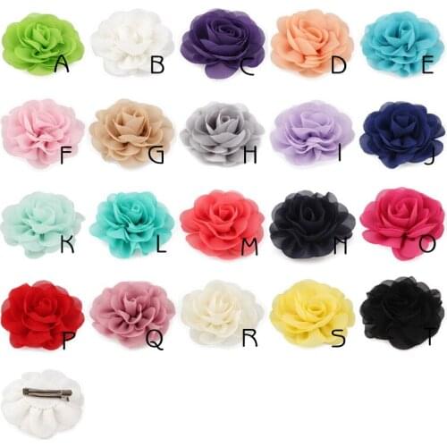 120pcs/lot 8.5cm Newborn Chiffon Petals Poppy Flower Hair Clips Rolled Rose Fabric Hair Flowers For Kids Girls Hair Accessories