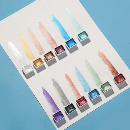 36/48 Colors Solid Watercolor Paint Set Glitter Pearl Water Color Travel Water Color Pigment for Drawing Watercolor Paper Suppli