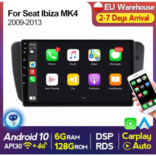 IPS Screen Android 11 Car Radio Audio Multimedia Player For Seat Ibiza 6j 2009 2010 2012 2013 WIFI 4G LTE Carplay Auto DSP RDS