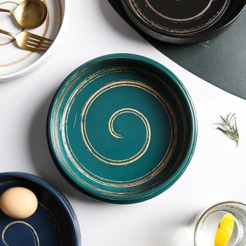 Household Shallow Bowl Creative Soup Bowl Deep Plate Ceramic Bowl Tableware Large Salad Bowl Vegetable Bowl