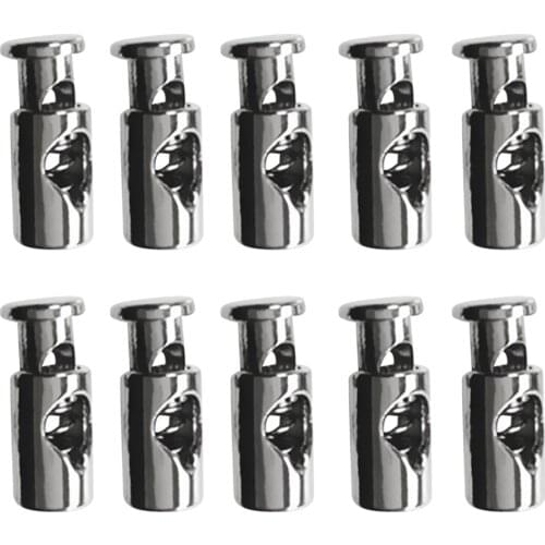 10 Pieces / Set Zinc Alloy Barrel Toggles Spring Stop Single Hole String Cord Locks Stopper End