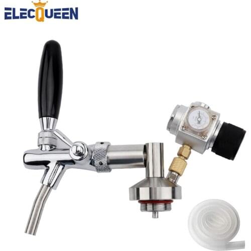 Homebrew Beer Keg Tap Dispenser Kit, 304 Stainless Steel Mini Growler Spear Dispenser with High Quality 0-30PSI Co2 Regulator