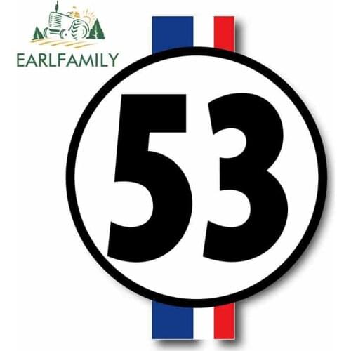 EARLFAMILY 13cm x 10.4cm For Herbie The Love Bug 53 Car Bumper Window Stickers Pull Flower Occlusion Scratch Graffiti Sticker