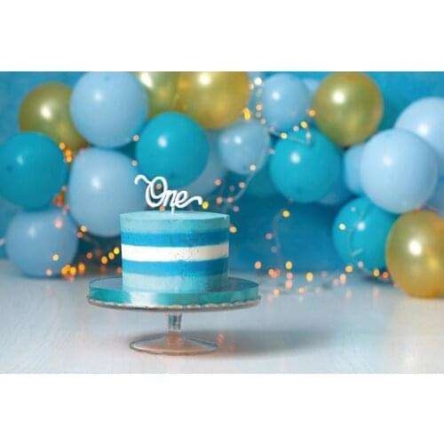 Yeele Blue Balloon Cake Birthday Party Scene Photography Backdrops Customized Photographic Backgrounds For Photos Studio