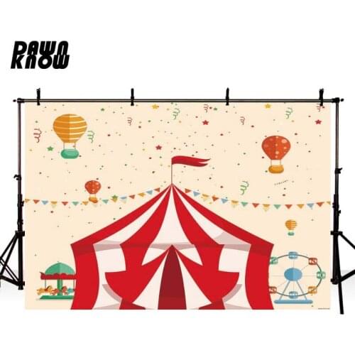 DAWNKNOW Cartoon Circus Flag Fire Balloon Photography Background Backdrop Baby Photocall Shoot Children Photo Studio Props GY344