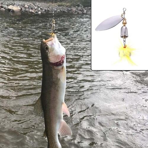 HENGJIA 5pcs Trout Rooster Tail Spinner Bait Metal Blade Spoon Bait Trolling and Casting Lures Wobbler Sequins Fishing Tackles