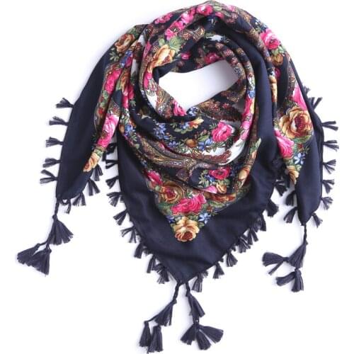 Hot sell Fashion decorative Women Scarf tassel Print design Scarves Square Headband Shawl Handkerchief