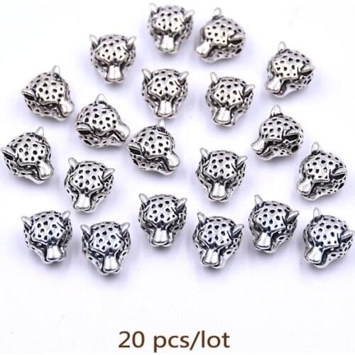 KANGKANG 2019 Factory price zinc alloy Leopard head 20pcs/lot charm pave spacers DIY bracelet trend Handmade Jewelry Accessories
