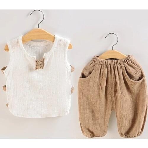 2 Pcs Sets Baby Boys Suit Kids Sleeveless T-shirt + Shorts Top & Pants Outfits Summer Toddler Boy Clothes Children Clothing Set