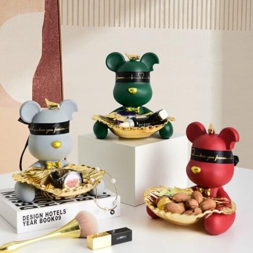 Creative Blindfolded Bear Home Storage Decoration Animal Decoration Tray Entrance Living Room Decoration Gift Fruit Tray
