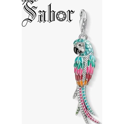 Colorful Parrot Bird Charms Pendant Fashion Jewelry Tibetan Silver Cute Original Gift For Women Fit Bracelet Necklace thomas