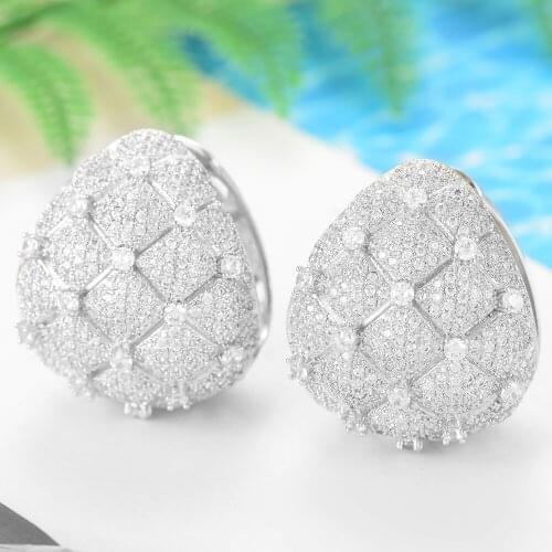 LARRAURI Luxury Cubic Zirconia Hoop Earrings Trendy Charms DUBAI Big Round Hoop Statement Earring for Women Wedding Jewelry